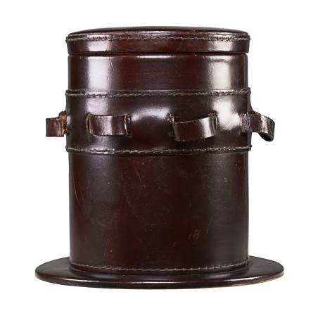 Leather Pipe Tobacco Jar & Rack for 6 Pipes