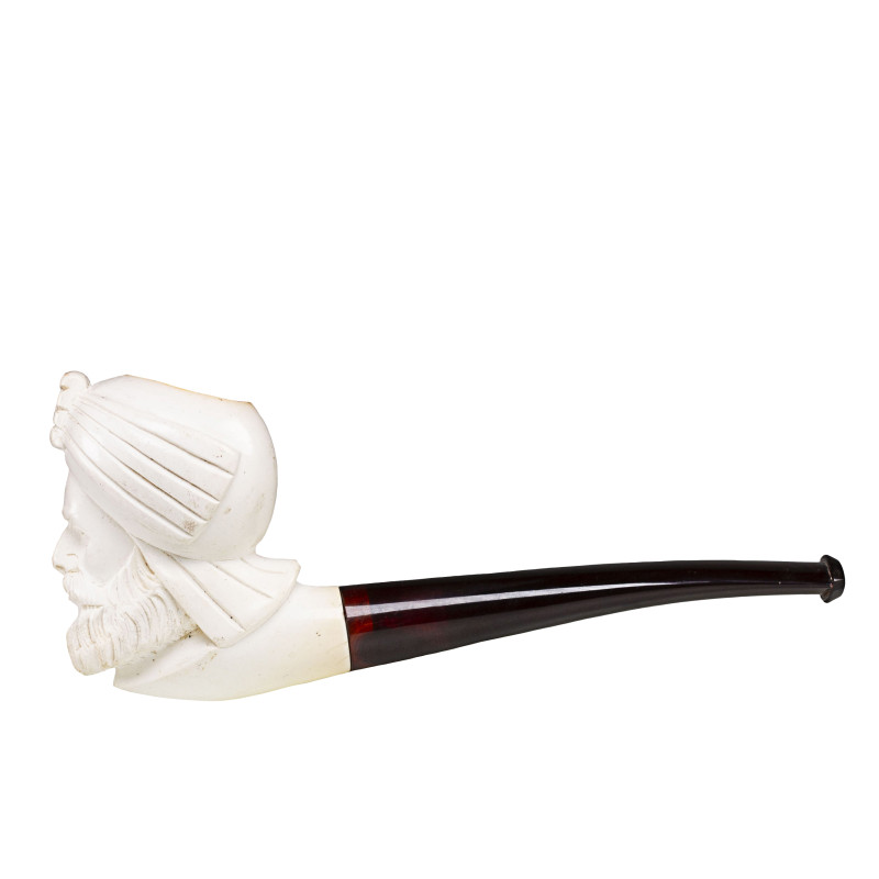 Meerschaum Block Pipe Hand Carved Maharaja Face