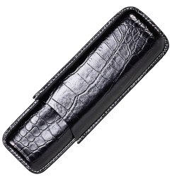 Cigar Case Leather L Holds 2 Cigars Black