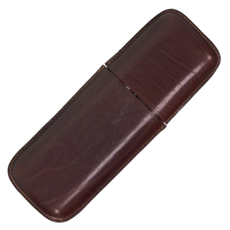 Cigar Case Leather L Holds 2 Cigars Brown