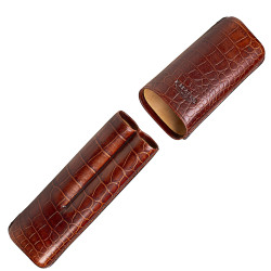 Cigar Case Leather L Holds 2 Cigars Brown