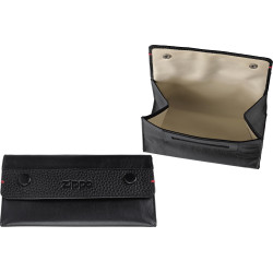 POUCH ZIPPO BLACK LEATHER