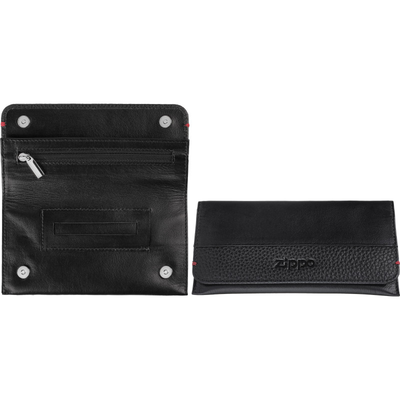 POUCH ZIPPO BLACK LEATHER 2