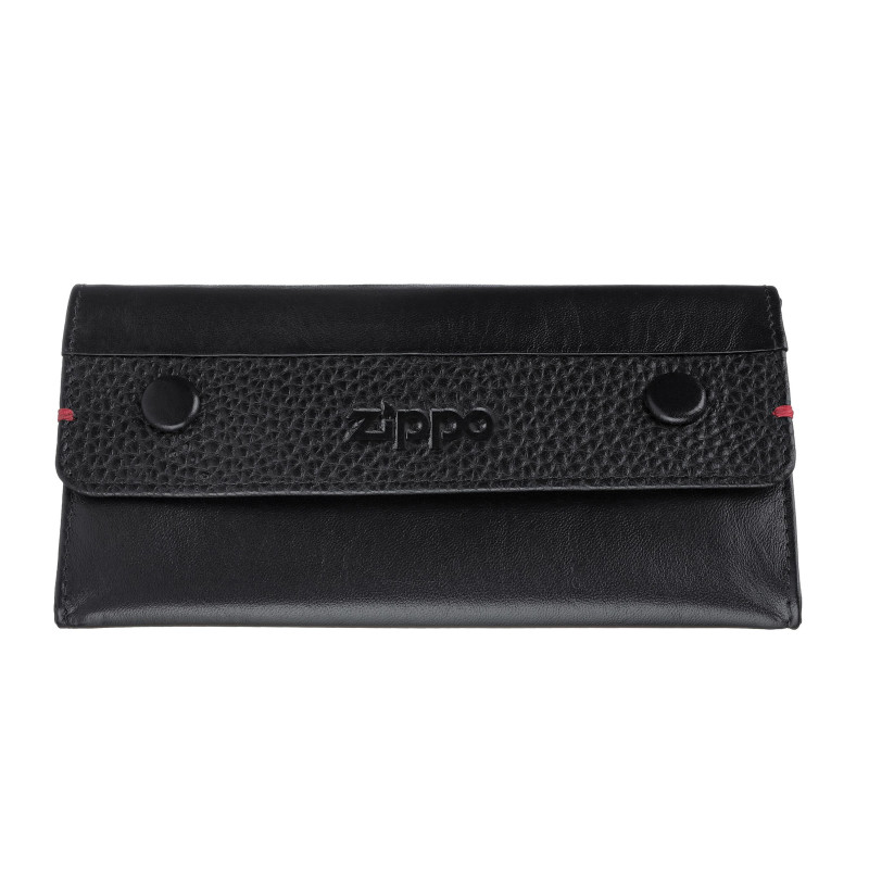 POUCH ZIPPO BLACK LEATHER