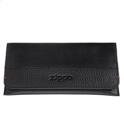 POUCH ZIPPO BLACK LEATHER 2