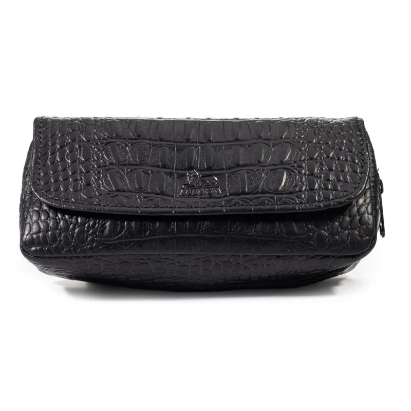 Lubinski 404 Pipe Pouch & Tobacco Bag Crocodile Type leather Black