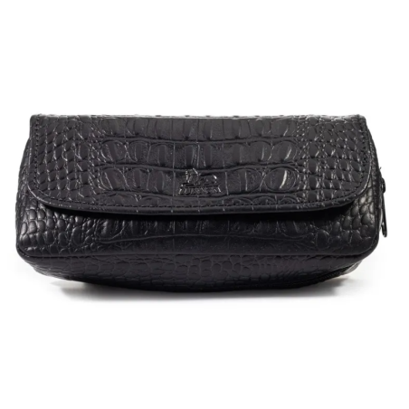 Lubinski 404 Pipe Pouch & Tobacco Bag Crocodile Type leather Black