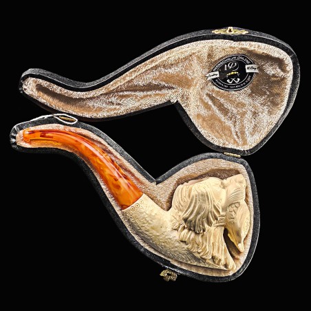 Hilmi Çay Meerschaum Pipe Hunting Dog with Bird