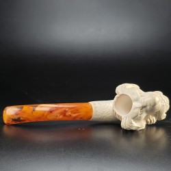 Hilmi Çay Meerschaum Pipe Hunting Dog with Bird