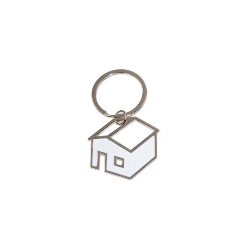 Colored House  Key Ring White