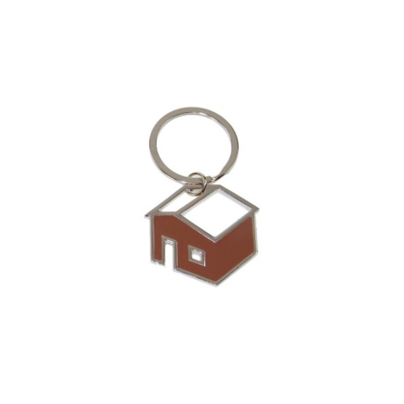 Colored House  Key Ring Brown
